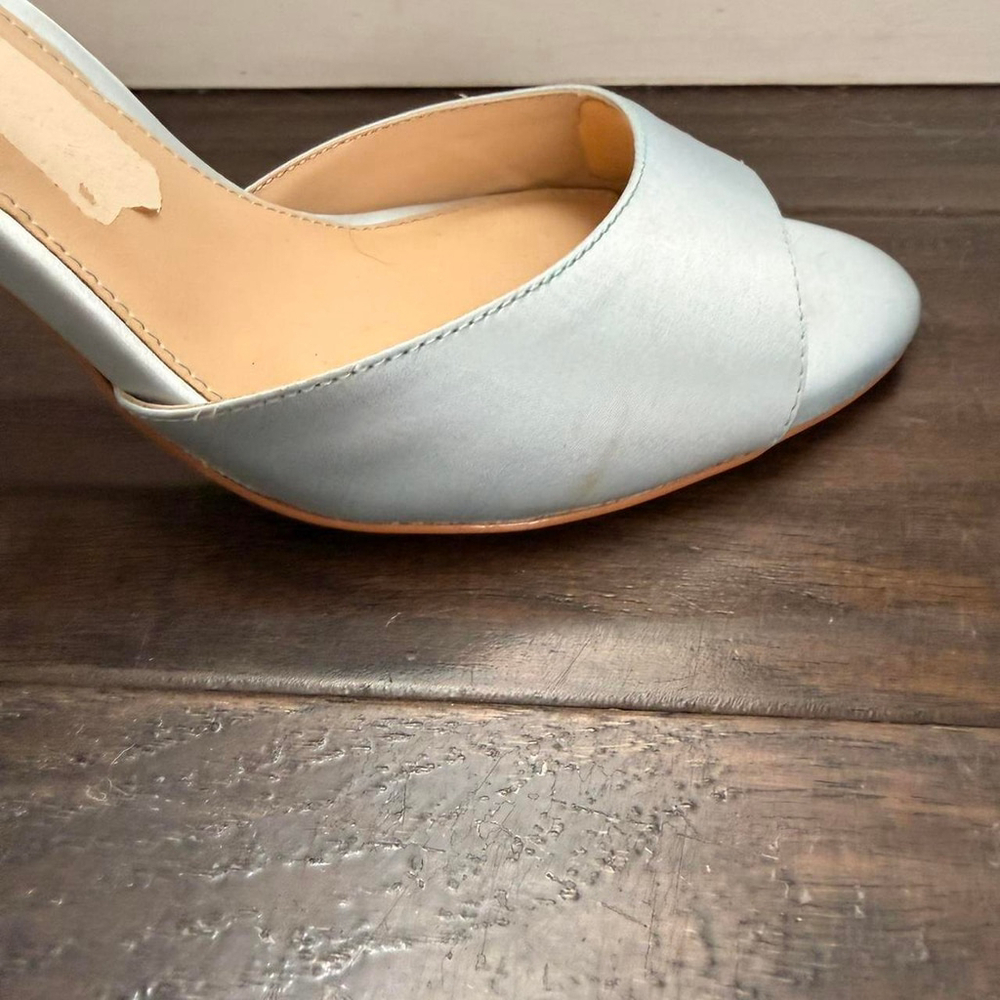 Betsy Johnson x Davids Bridal Satin Baby Blue Rhinestone Bow Back Heels Size 10 - Picture 7 of 9